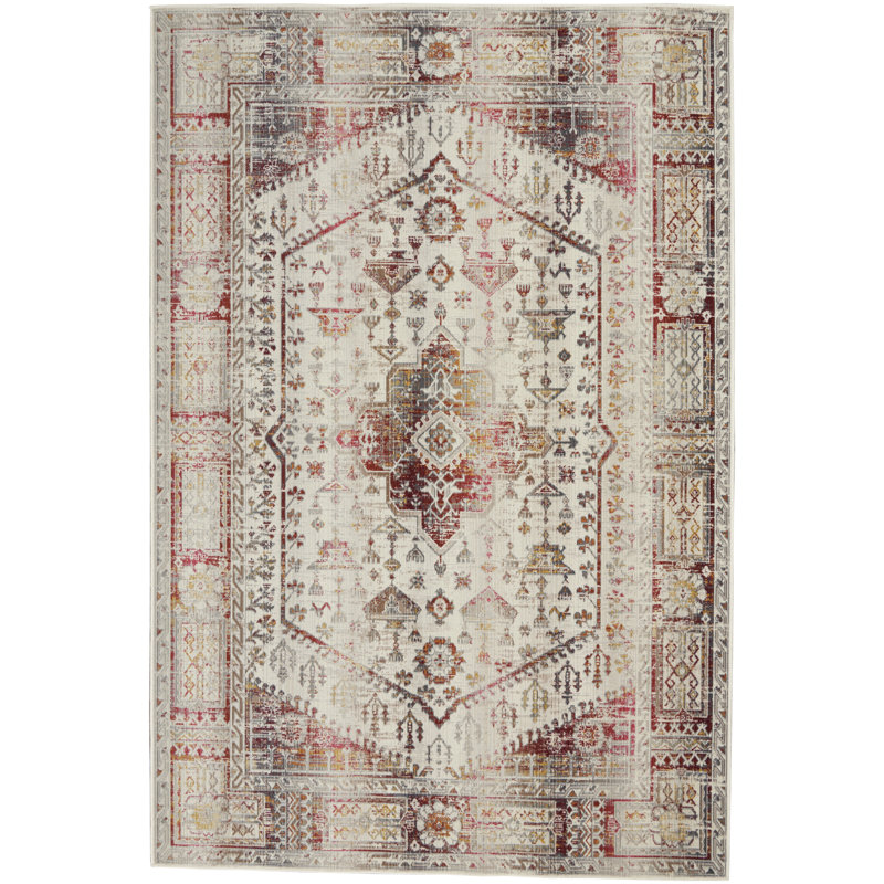 Tapis traditionnel ivoire Karey Farmhouse, Rectangle 4 pi x 6 pi