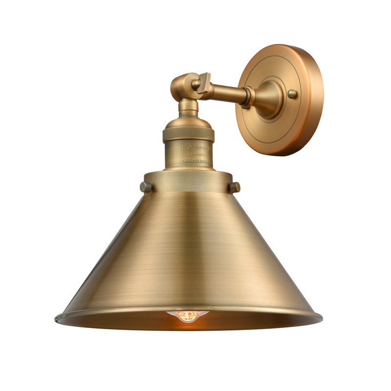 Paylor Steel Armed Sconce, LED, Brushed Brass, Brushed Brass
