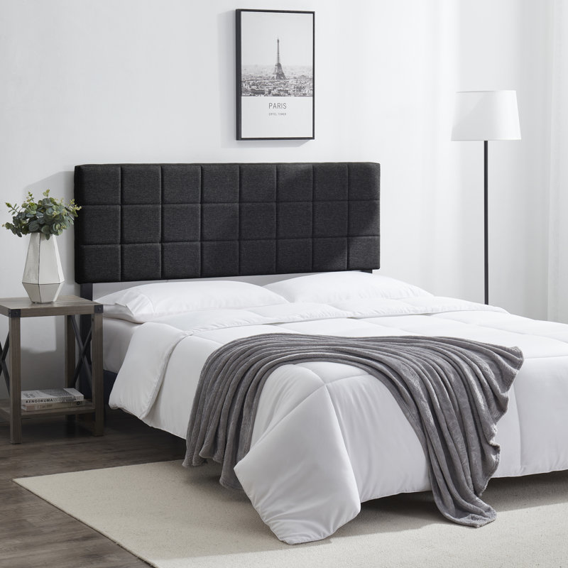 Nest Square Tufted Upholstered Adjustable Headboard, Queen, Black