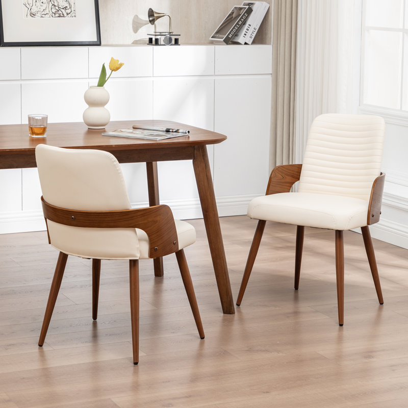 Carman Upholstered Dining Chair, Faux Leather Beige