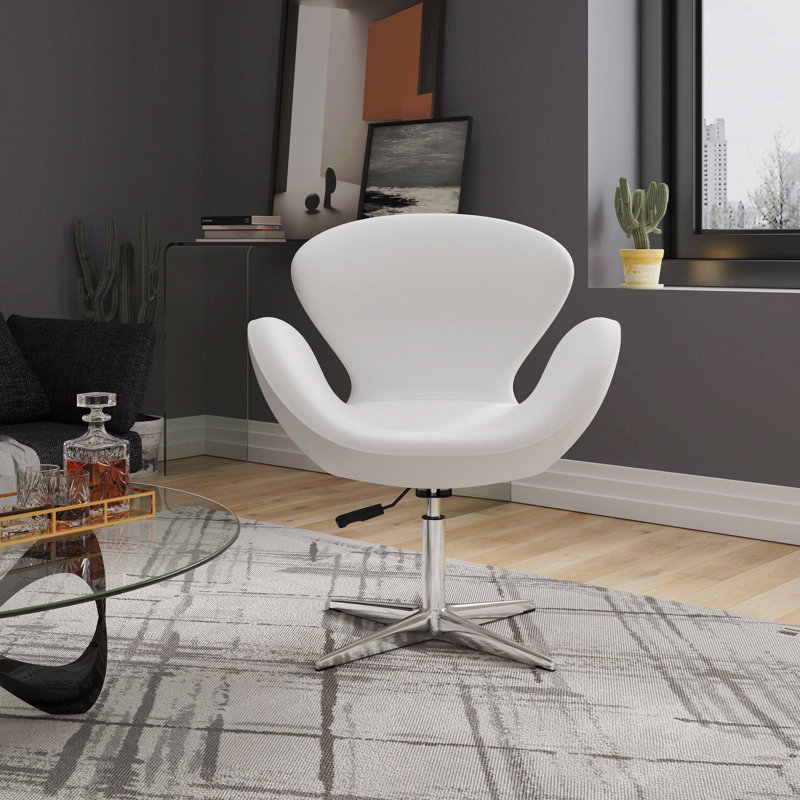 Fauteuil ballon pivotant rembourré en laine Raspberry, Blanc