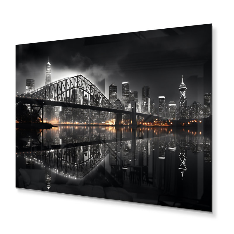 Canada Cityscape Noir II - Canada, art mural en métal, salon, H 30 po x l 40 po x P 1 po