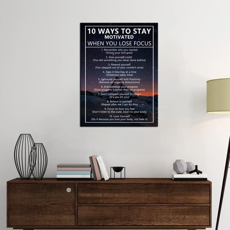 Art inspirant, art mural, 10 façons de rester motivé lorsque vous perdez la mise au point, affiche d'art mural