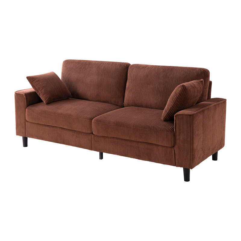 Canapé confortable avec accoudoirs carrés Comfy, Velours côtelé orange