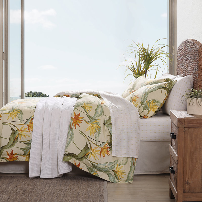 Tommy Bahama Birds of Paradise Cotton Ivory 4 Piece Comforter Set, King Comforter + 3 Additional Pieces