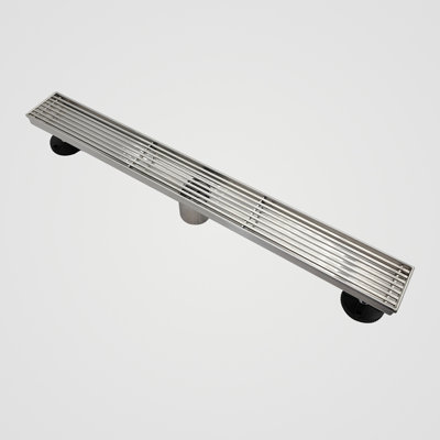 Drain de douche 36 po x 2 3/4 po x 7/8 po Oceanic, acier inoxydable 316 de qualité marine, grille, avec crépine et pieds de réglage
