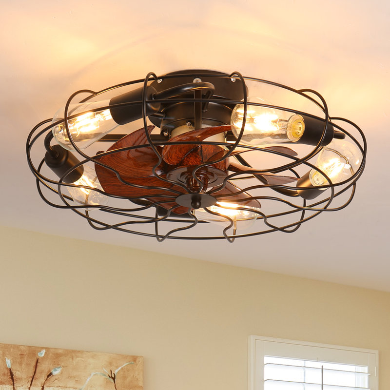 Guinel 19.7" Low Profile Caged Ceiling Fan with Lights Remote Control