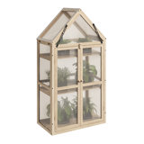 Outdoor or Indoor Greenhouse - Cold Frame Green House with Polycarbonate Panels, Wood Frame, and Removable Shelves - Garden Decor by Pure Garden
