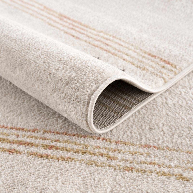 Dera Striped Abstract Beige Area Rug, Rectangle 7'10" x 10'