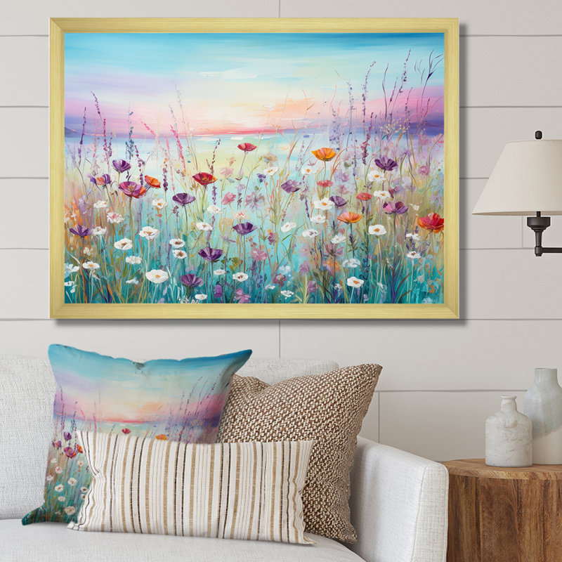 Fleurs sauvages Meadows II sur toile, H 12 po x l 20 po x P 1 po, Cadre doré simple