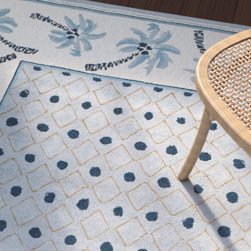 Tapis géométrique en laine crocheté à la main Hogle, Rectangle 9 pi x 12 pi