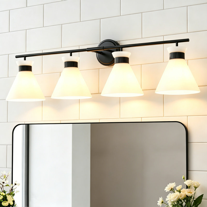 Éclairage de salle de bain 4 lumières Kaylisa, Matte Black