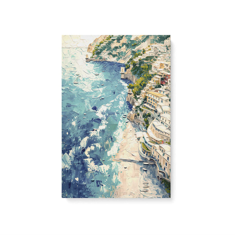 «Positano Sunset Serenade on Canvas» par Azure Artisanal Studio, reproduction, Toile tendue, H 36 po x l 24 po x P 1,25 po