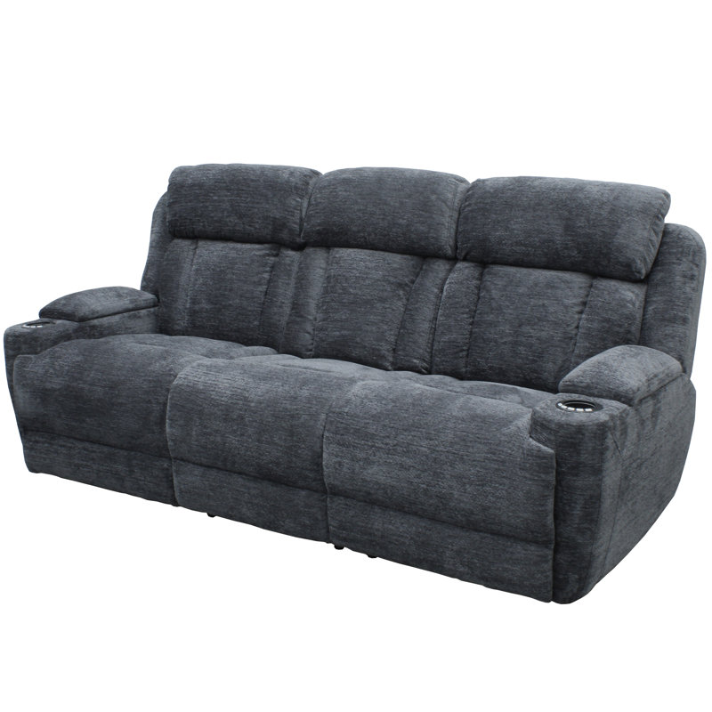 Pul 89" Power Reclining Sofa with Drop-Down Table, Adjustable Headrest & USB Charging, Lucky Charcoal