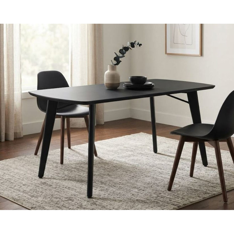 Table de salle à manger rectangulaire Kyle, Noir