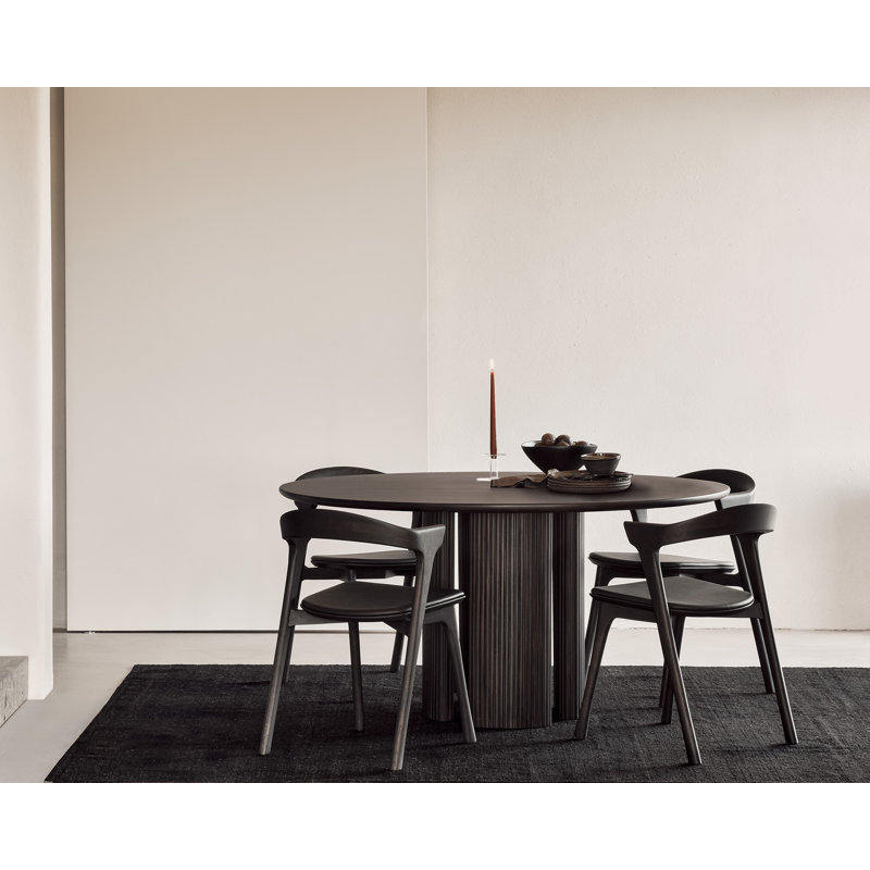 Roller Max Round Solid Wood Dining Table, Dark Brown