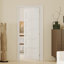 Porte intérieure 5 panneaux avec cadre en MDF blanc avec charnières et poignée verrouillable-125132384-125132387