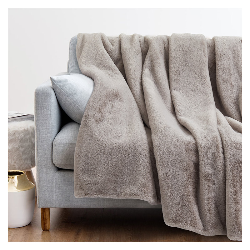 Hand Woven Throw Blanket, King, Light Gray