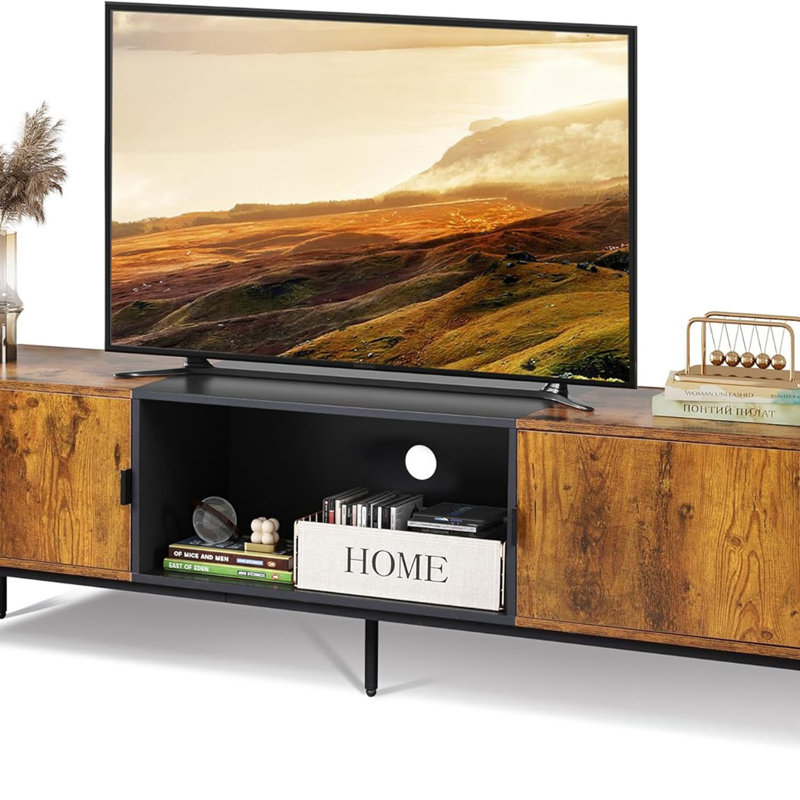 Console With Open Shelf And 2 Cabinets For