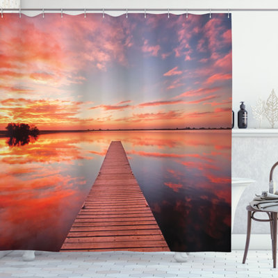 Lake Shower Curtain with Hooks Included
