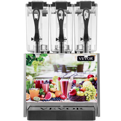 Distributeur de boissons commerciales 110V froid et chaud, 3 réservoirs de jus de fruits 36L, distributeur de boissons glacées en acier inoxydable de 12L par réservoir équipé d'un contrôleur de thermostat