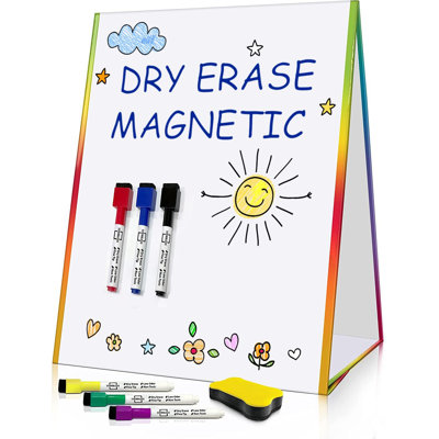 Scribbledo Table Top White Board Magnetic Easel For Kids Dry Erase Drawing Board Toddler Writing Tabletop Whiteboard With 6 Dry Erase Markers And 1 Eraser Included