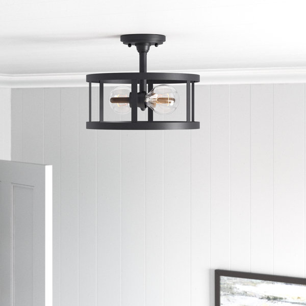 Laurel Foundry Modern Farmhouse Plafonnier semi-encastré en cage 12 po ...