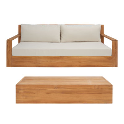 Azul Teak 2 - Person Patio Conversation Sets with Cushions