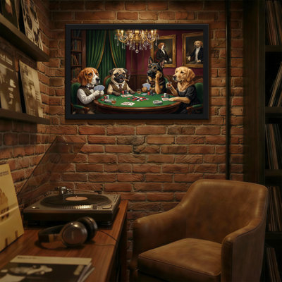 Animals Dogs Playing Poker In Elegant Room