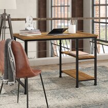 Gorlest Solid Acacia Wood Modern Industrial Desk Trent Austin Design Size: 31 H x 72 W x 24 D, Color (Top/Frame): Distressed Charcoal Brown/Matte