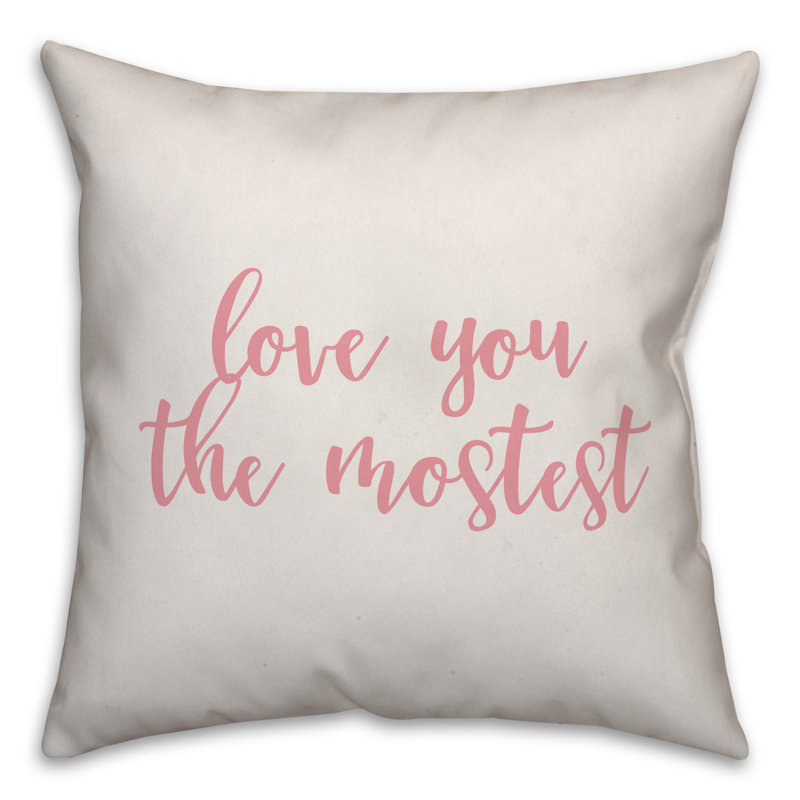  Coussin 16 po Love You The Mostest, Coussin décoratif, Blanc / rose