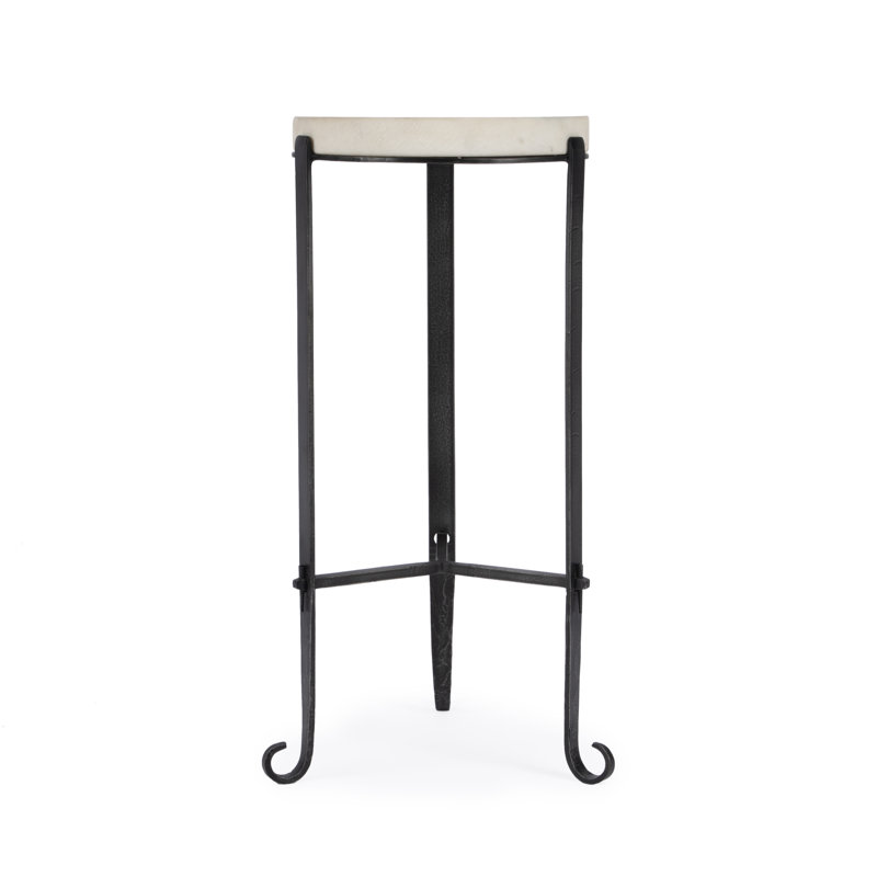 Freya Marble and Iron Round 11.5"W Side Table