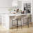 Set Of 4 Modern Bar Stools With Pu Leather Upholstery Beige And Gray