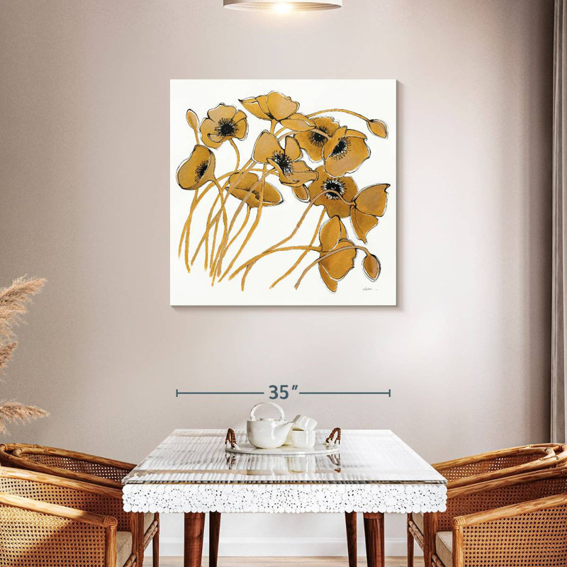 Coquelicots Harnek Gold Black Line II, H 36 po x l 36 po