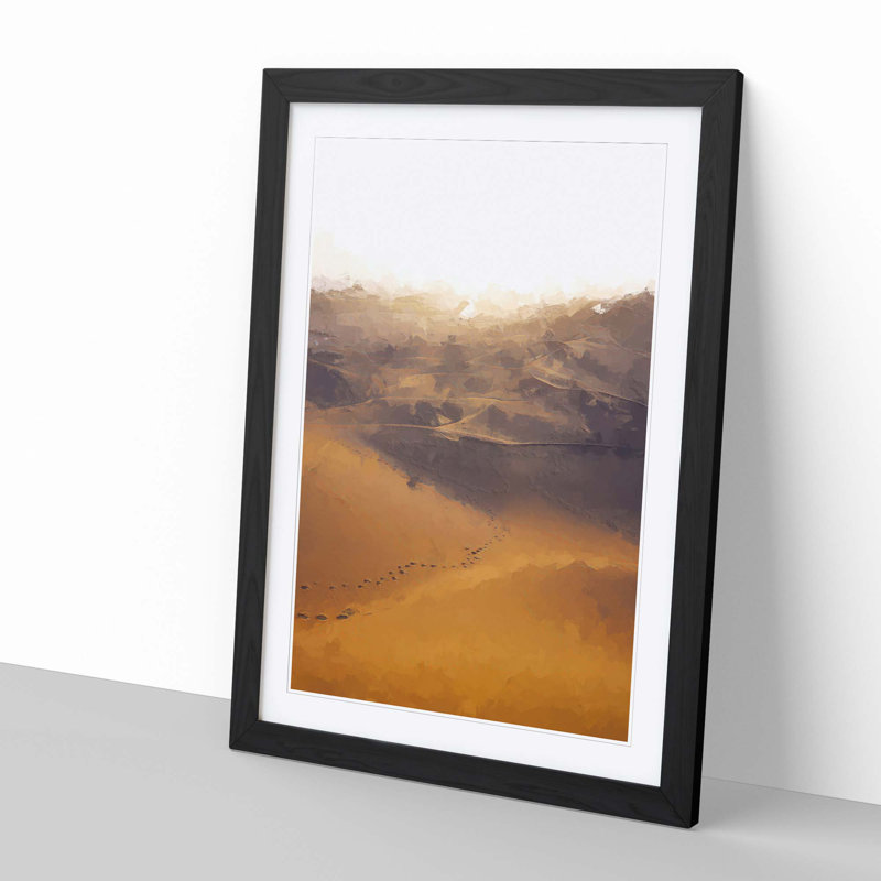 Trail on the Desert in Abstract - Picture Frame Graphic Art Print, 91cm H x 60cm W x 2cm D, Black