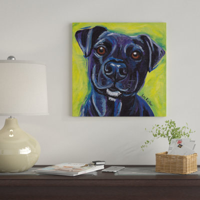 «Expressive Black Dog» par Hippie Hound Studios, impression sur toile tendue