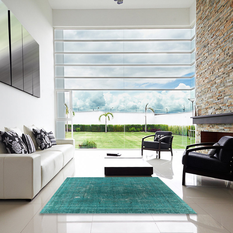 Tapis vert de style oriental, Carré de 3 pi