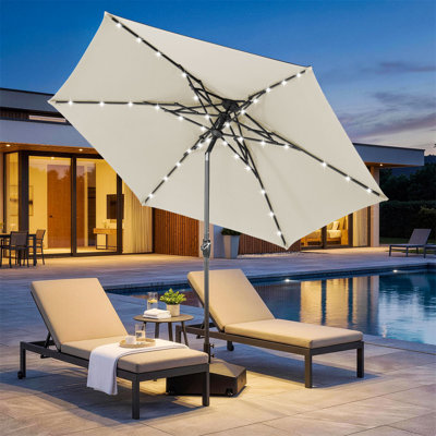 10ft Solar Patio Umbrella with Octopus Structure Base Included
