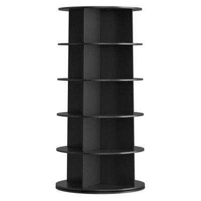 5-Tier Rotating Shoe Rack Tower, 360° Spinning Lazy Susan Shoe Display, Revolving Round Carousel, Vertical Shoe & Handbag Closet Storage Organizer