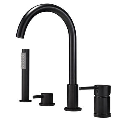 Robinet de baignoire 9,56 "à fixation sur le comptoir avec pulvérisateur, robinet de baignoire romaine en laiton massif, robinet de baignoire avec douchette à inverseur