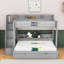 Lit simple superposé au dessus d'un lit double avec lit gigogne simple, tablettes intégrées, ports USB et éclairage à DEL-396772965
