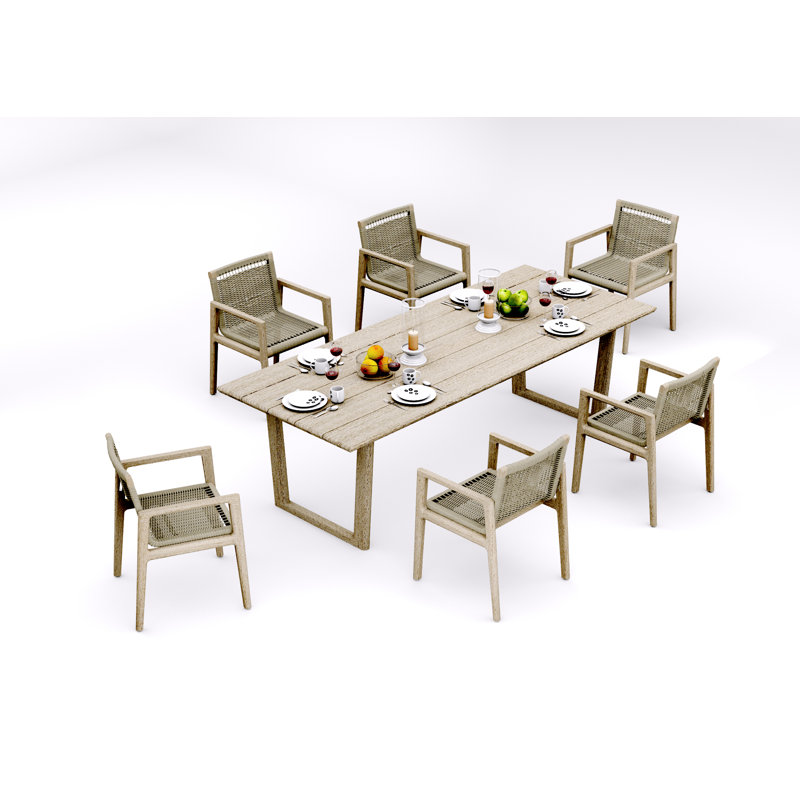 Ensemble de salle à manger 9 pièces en bois de teck de qualité A: table rectangulaire à double extension Caranas de 122 po Lagos # 11LG2900