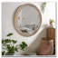 Miroir mural rond avec rotin tissé