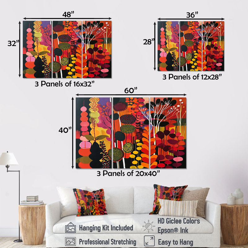 Gregson - Botanicals, ensemble de décorations murales, H 28 po x l 36 po x P 1 po, Toile tendue