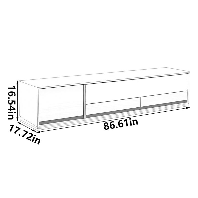 Solid wood large capacity TV cabinet, 86.61"