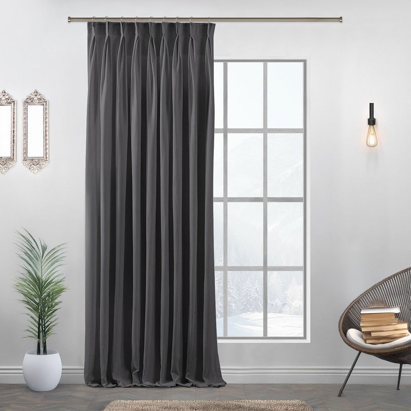 Room Darkening Single Curtain Panel, 65cm Width x 200cm Drop, Grey
