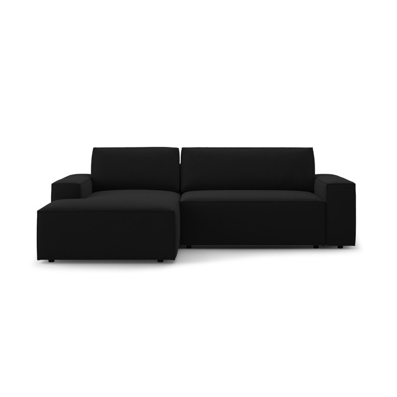 Alisbha 3 Seater Sofa Bed, Black, Velvet, Left-Hand Facing