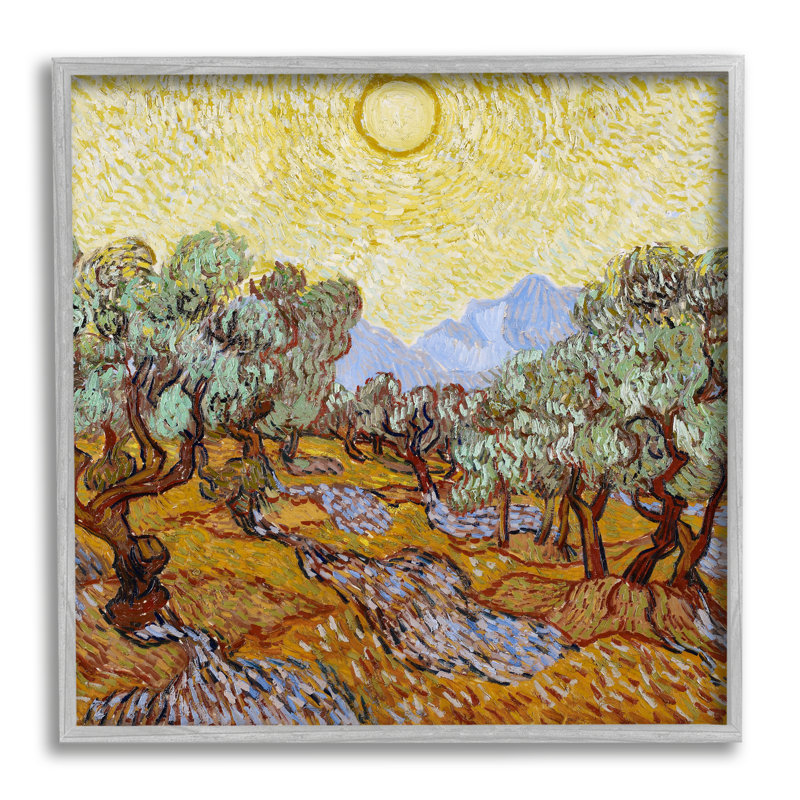 Olijfbomen Olive Branches Vincent Van Gogh Classic Painting by One1000paintings - Painting on Wood, 17" H x 17" W x 1.5" D