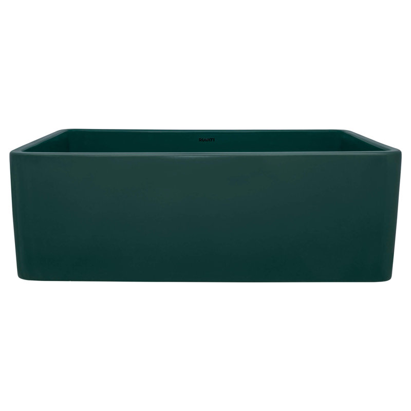 Ruvati 30 x 20 inch Fireclay Reversible Farmhouse Apron-Front Kitchen Sink - Emerald Green