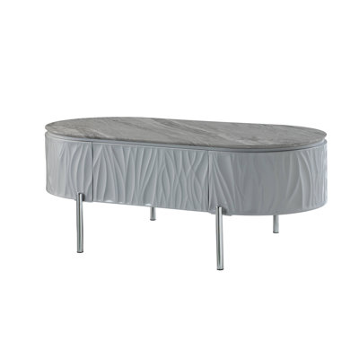 Table basse yukino gris ultrabrillant et finition chromée